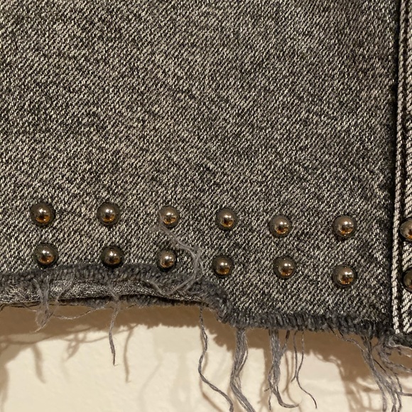 100% Cotton AllSaints Distressed Grey Studded Jean Mini skirt size 10 NYE Party - Picture 5 of 12